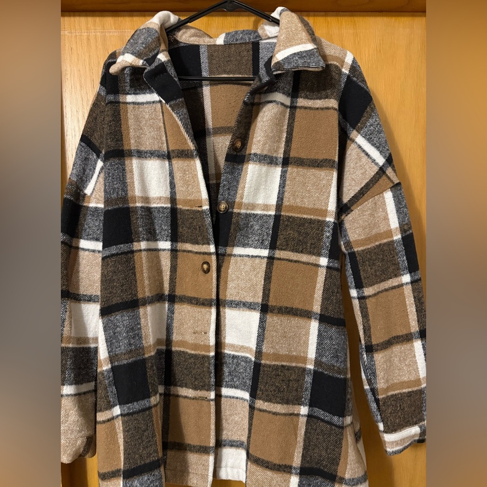 Plaid Button-Up Sweater/Jacket